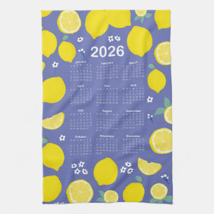 Paño De Cocina Patrón de limón cítrico del calendario 2026