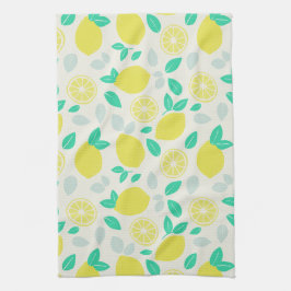 Paño De Cocina Patrón de limón de verano en crema
