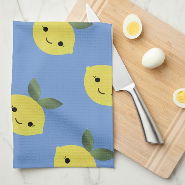 Paño De Cocina Patrón de limón kawaii (Doblado Cuarto)