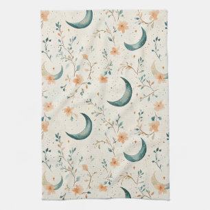 Paño De Cocina Patrón de Luna Floral Celestial Boho (1)