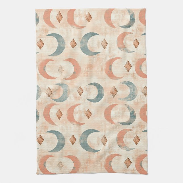 Paño De Cocina Patrón de Luna Floral Celestial Boho (6) (Vertical)