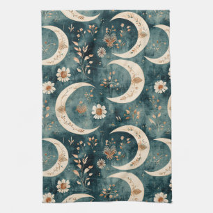 Paño De Cocina Patrón de Luna Floral Celestial Boho (9)