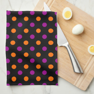 Paño De Cocina Patrón de lunares naranja púrpura negro