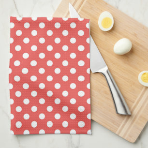 Paño De Cocina Patrón de lunares rojo y blanco retro
