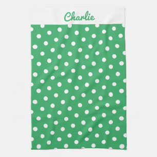 Paño De Cocina Patrón de lunares verdes Personalizado con estilo