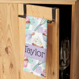 Paño De Cocina Patrón de magdalena personalizado de lavanda y tea