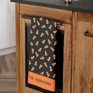 Paño De Cocina Patrón de maíz de dulce de halloween personalizado