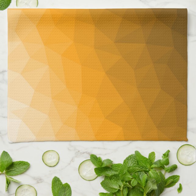 Paño De Cocina patrón de malla geométrica de gradiente de naranja (Doblado)