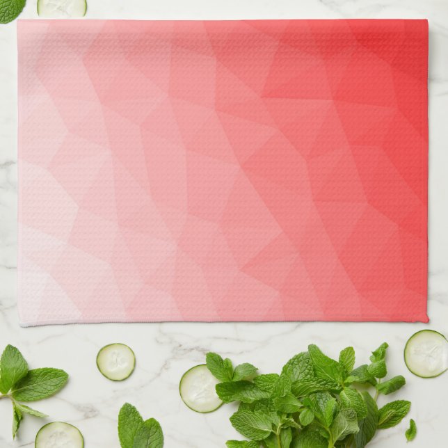 Paño De Cocina Patrón de malla geométrica de gradiente rojo (Doblado)