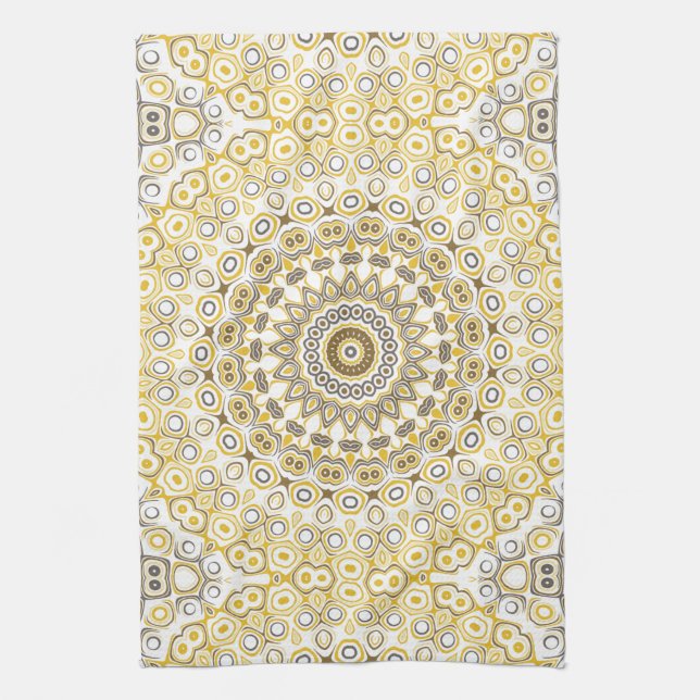 Paño De Cocina Patrón de Mandala amarillo dorado (Vertical)