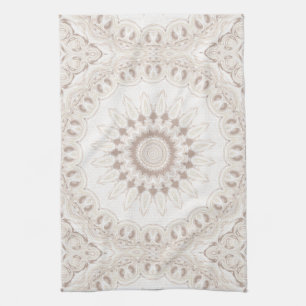 Paño De Cocina Patrón de Mandala Beige y Crema