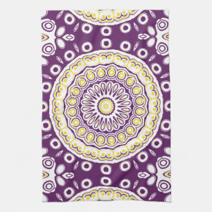 Paño De Cocina Patrón de Mandala de Púrpura y Dorado