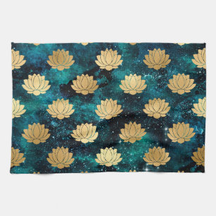 Paño De Cocina Patrón de Mandala Dharma de Galaxia Dorada y Verde