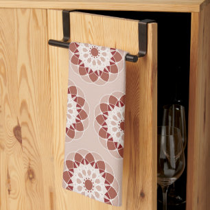 Paño De Cocina Patrón de mandala floral rosa y borgoña