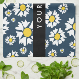 Paño De Cocina Patrón de margarita, maricas blancas, tu nombre
