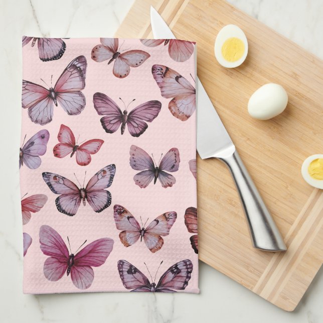 Paño De Cocina Patrón de mariposa acuarela Elegante regalo de Bon (Doblado Cuarto)