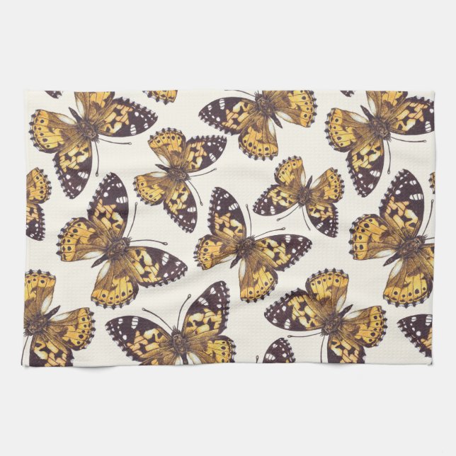 Paño De Cocina Patrón de mariposa de dama pintada (Horizontal)