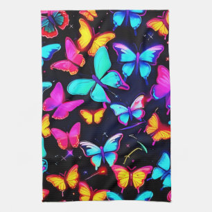 Paño De Cocina Patrón de mariposa de neón