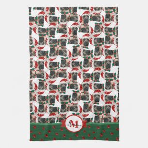 Paño De Cocina Patrón de Mastín Inglés Monograma Navidad Perro