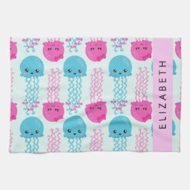 Paño De Cocina Patrón de medusas, medusa cúrcuta, mar, nombre