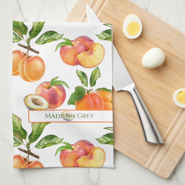 Paño De Cocina Patrón de melocotones, albaricoques y ciruelas (Doblado Cuarto)
