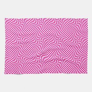 Paño De Cocina Patrón de Moda retorcido magenta rosa y blanco