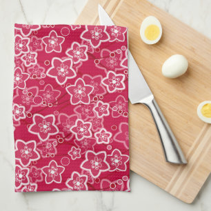 Paño De Cocina patrón de moda rústico floral rojo retro