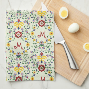 Paño De Cocina Patrón de monograma escandinavo Rosemaling Nordic