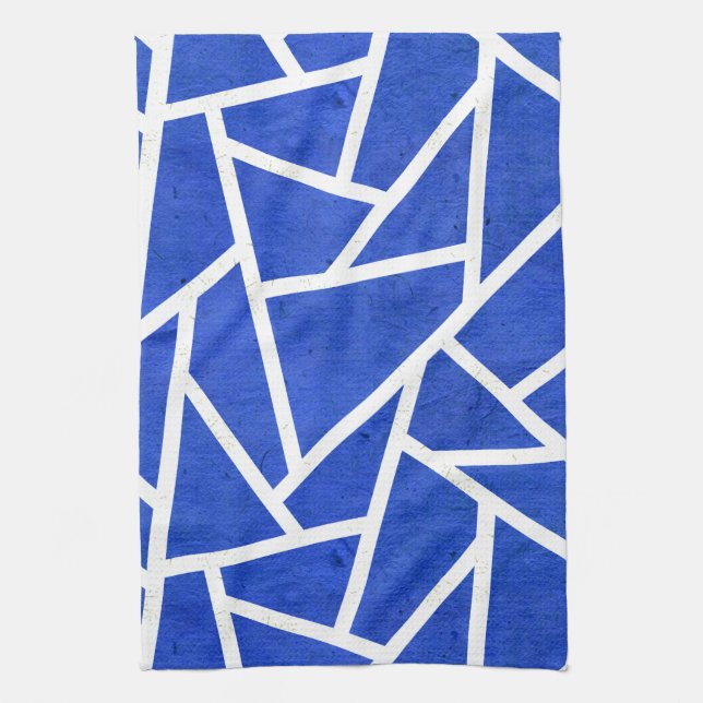 Paño De Cocina Patrón de mosaico azul y blanco real (Vertical)