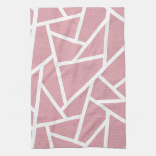 Paño De Cocina Patrón de mosaico de coral y blanco