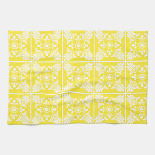 Paño De Cocina Patrón de mosaico de estilo mediterráneo amarillo
