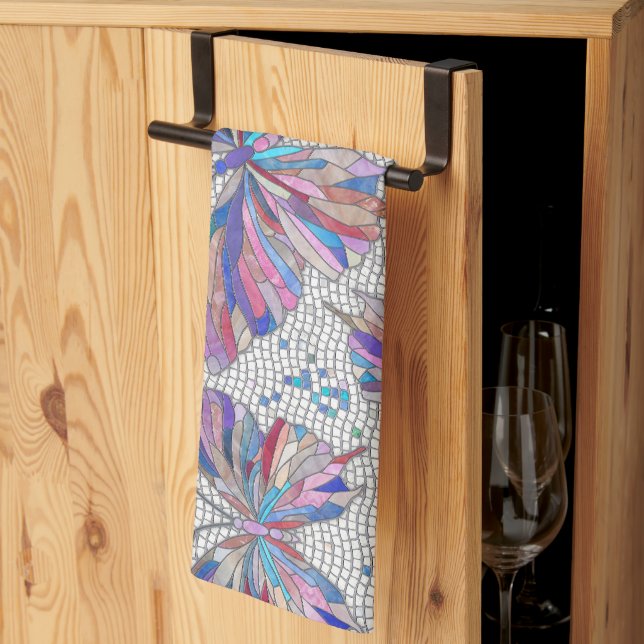 Paño De Cocina Patrón de mosaico de mariposa - pasteles (Pliegue de tercios)