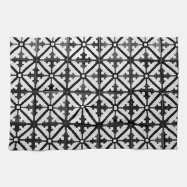 Paño De Cocina Patrón de mosaico de piso blanco y negro