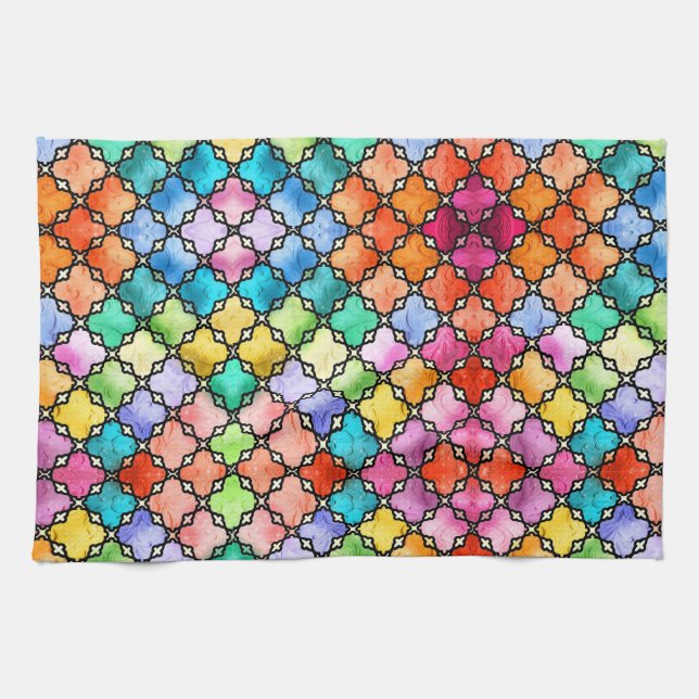 Paño De Cocina Patrón de mosaico del arco iris (Horizontal)