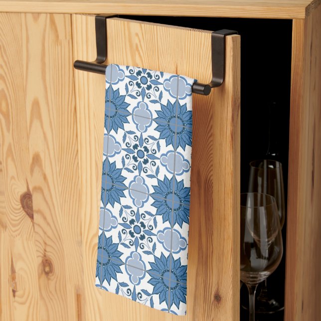 Paño De Cocina Patrón de mosaico Delft (Pliegue de tercios)