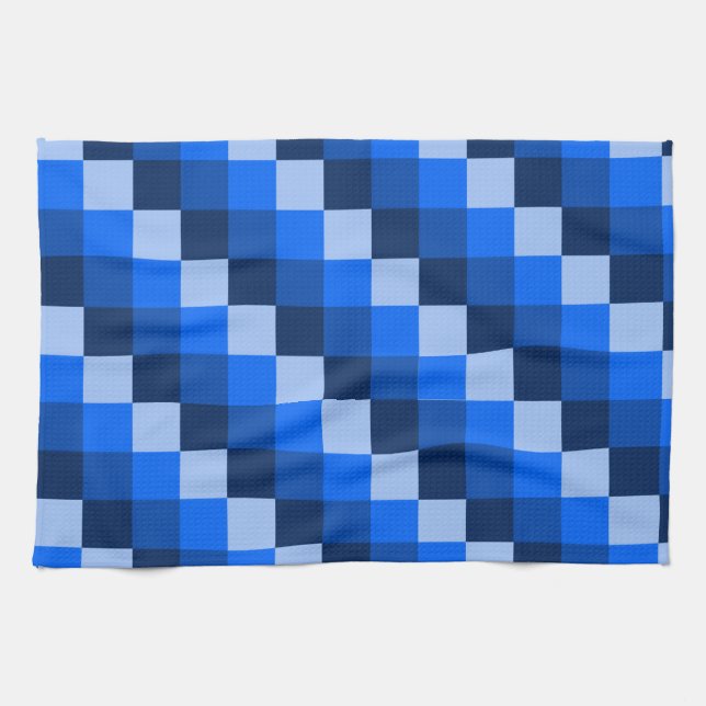 Paño De Cocina Patrón de mosaico geométrico azul (Horizontal)