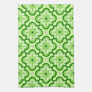 Paño De Cocina Patrón de mosaico marroquí - Verde animado