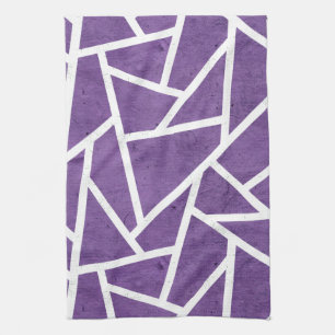 Paño De Cocina Patrón de mosaico morado y blanco