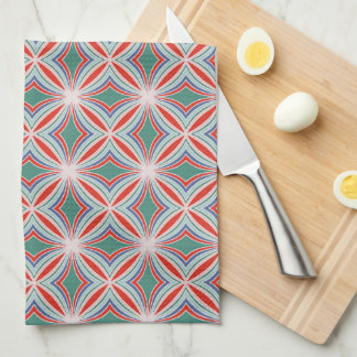 Paño De Cocina Patrón de mosaico rayado de Starburst en rojo, ver