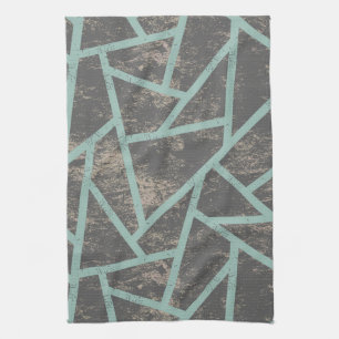 Paño De Cocina Patrón de mosaico verde pálido y gris