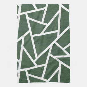 Paño De Cocina Patrón de mosaico verde y blanco