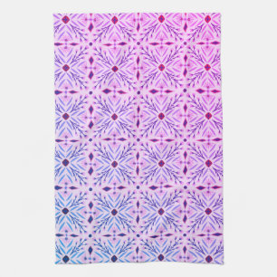 Paño De Cocina Patrón de mosaicos Dolores Púrpura BLue