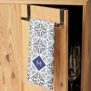 Paño De Cocina Patrón de mosaicos personalizado monograma portugu