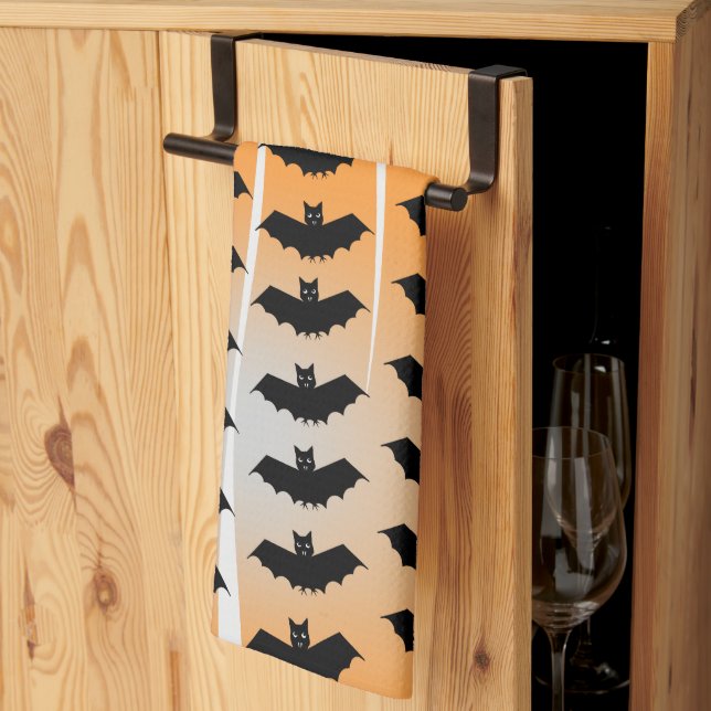 Paño De Cocina Patrón de murciélagos de Halloween (Pliegue de tercios)