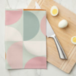 Paño De Cocina Patrón de Naranja de Rubor verde sabio de mediados<br><div class="desc">Patrón moderno retro de mediados de siglo - formas geométricas abstractas - verde patrón minimalista,  rosa rubor,  Naranja y blanco crema.</div>