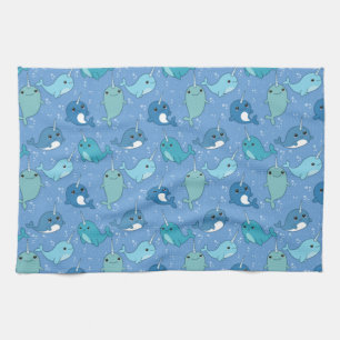 Paño De Cocina Patrón de Narwhal de corte