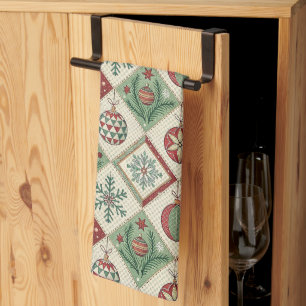 Paño De Cocina Patrón de Navidad acolchado con parches vintage