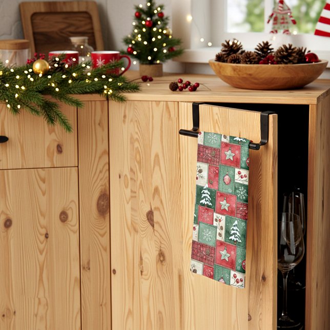 Paño De Cocina Patrón de Navidad de patchwork campestre (Subido por el creador)