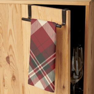 Paño De Cocina Patrón de Navidad moderno rojo beige