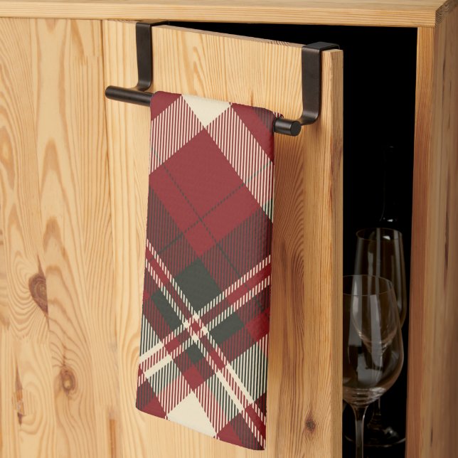 Paño De Cocina Patrón de Navidad moderno rojo beige (Pliegue de tercios)
